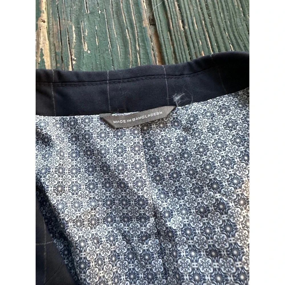 Oak Hill Mens Navy Blue Windowpane Blazer Sport Coat Jacket 2XL 50-52 Big & Tall